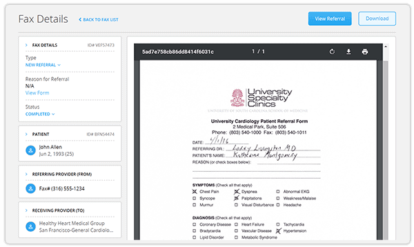 All Fax Details on a Single Page