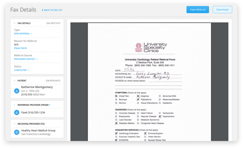 All Fax Details on a Single Page
