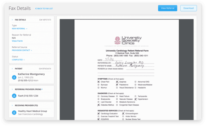 All Fax Details on a Single Page